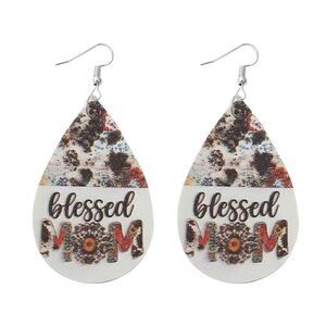 Blessed Mom Teardrop Earrings Mothers Day